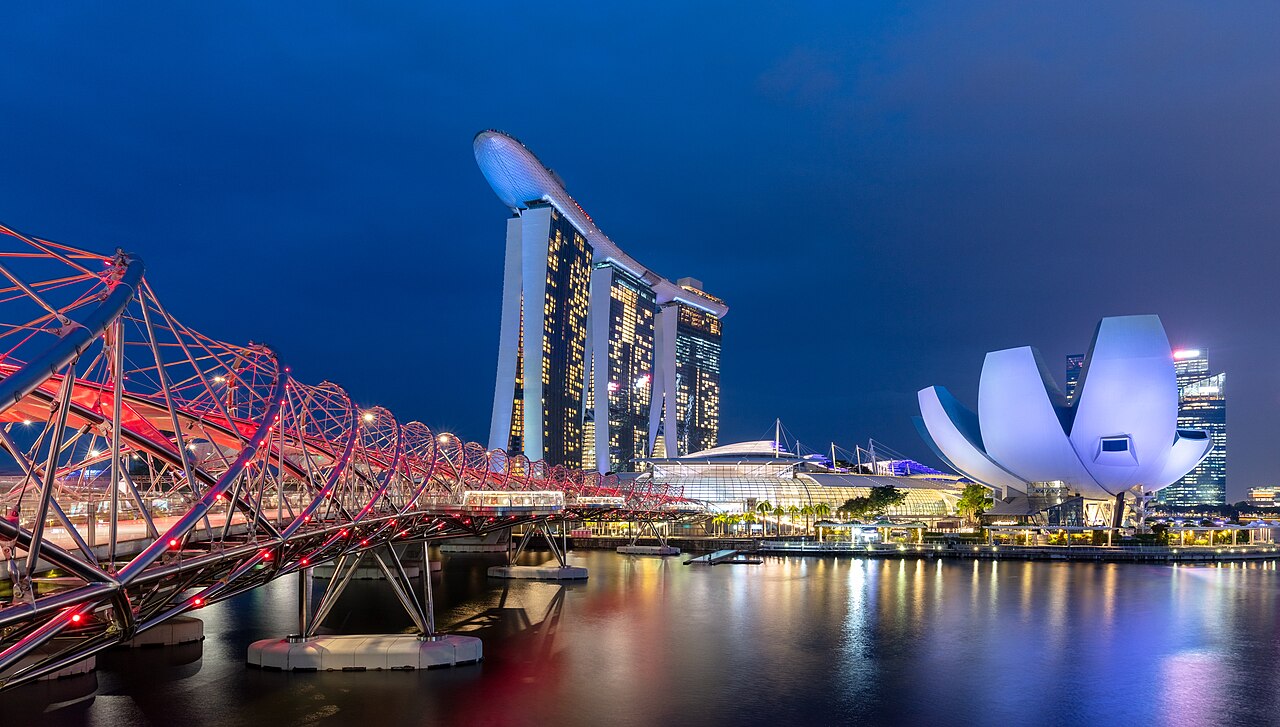 Helix Bridge and Marina Bay, Singapore